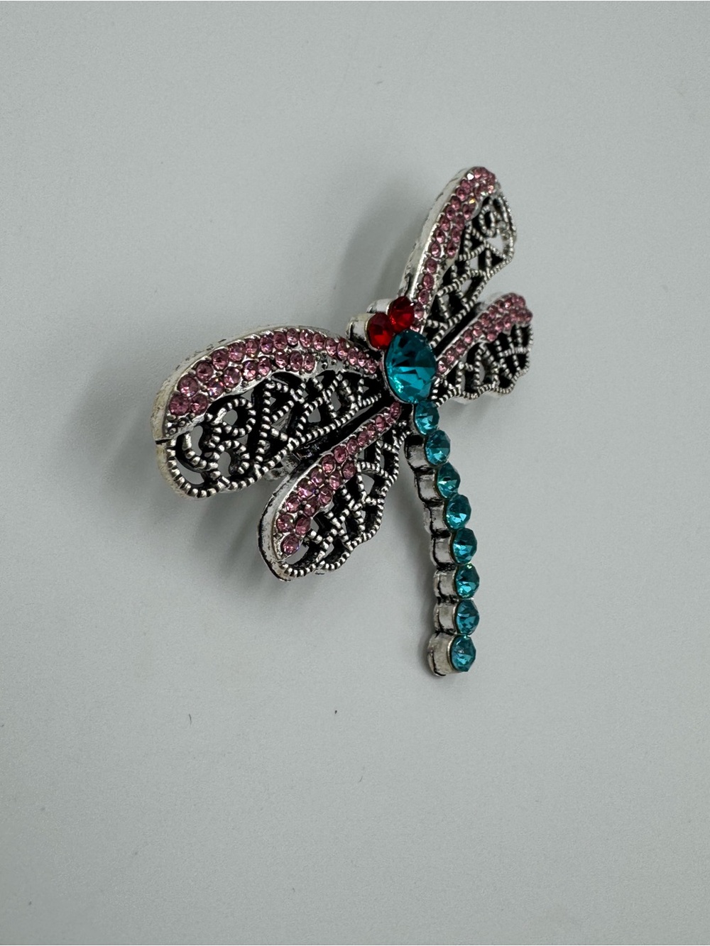 Crystal Dragonfly Brooch in Pink and Teal - NWOT - Picture 3 of 3